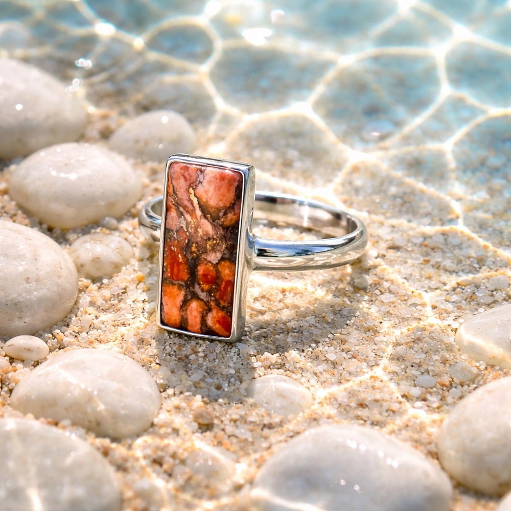Red Copper Turquoise Ring - Picture 3 of 10